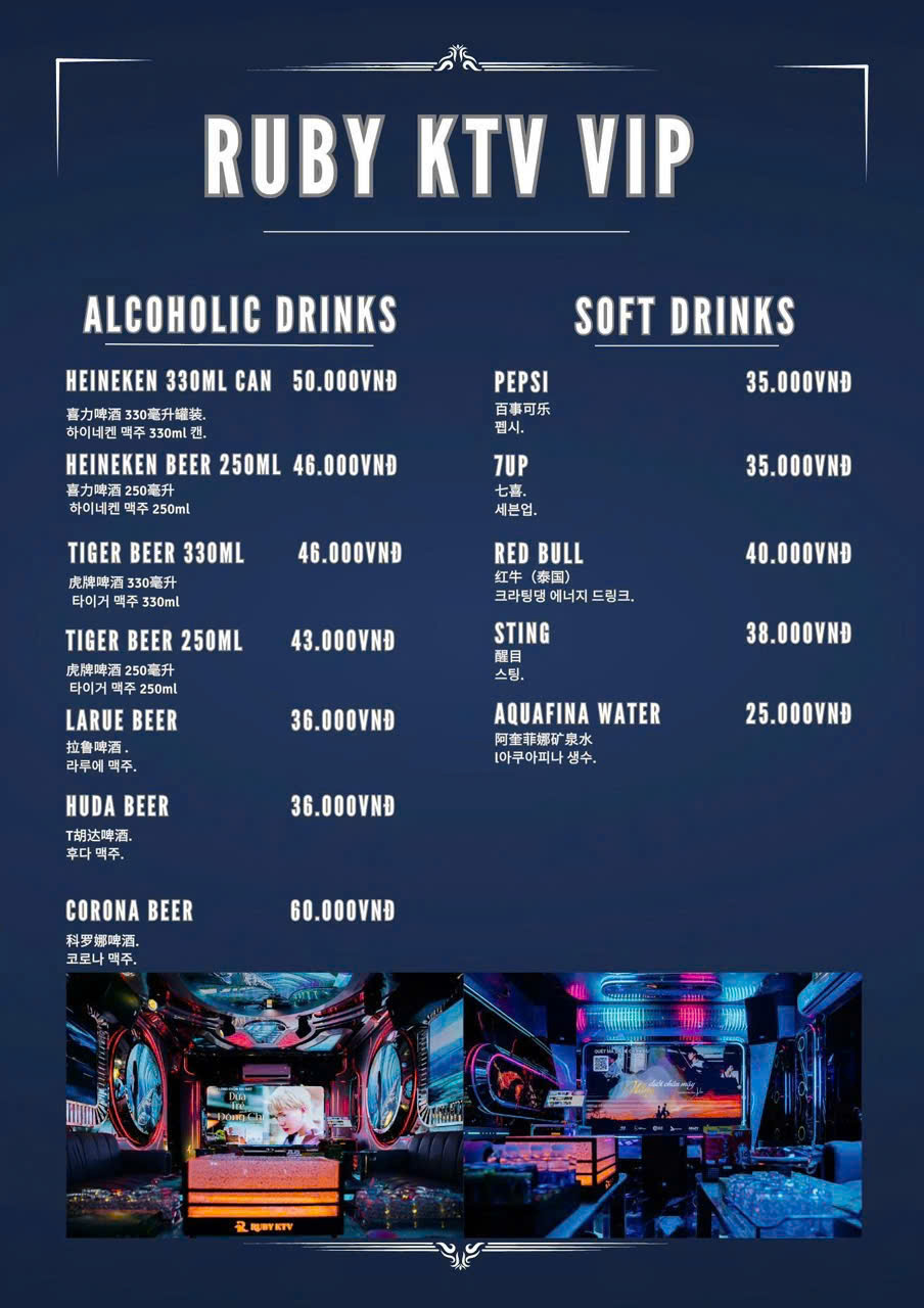 Bảng Giá Karaoke RUBY KTV 159 Chính Hữu Đà Nẵng