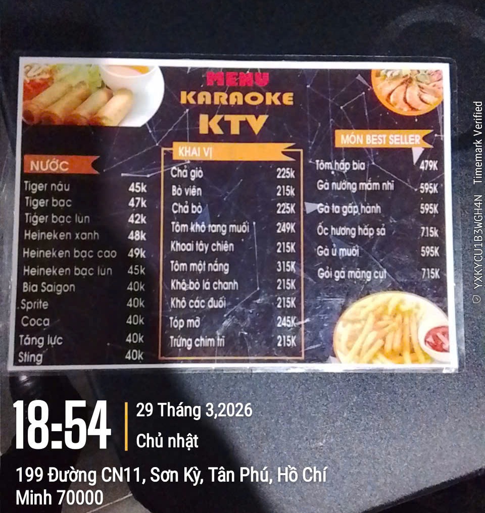 Thực Đơn Bia Karaoke Monaco 197 199 CN11 Lê Trọng Tấn