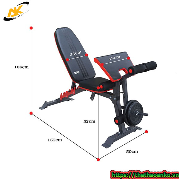 Kích thước ghế tạ đa năng DDS 1205