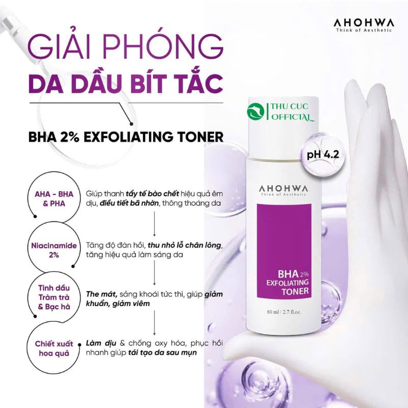 Công dụng của Toner BHA Ahohwa