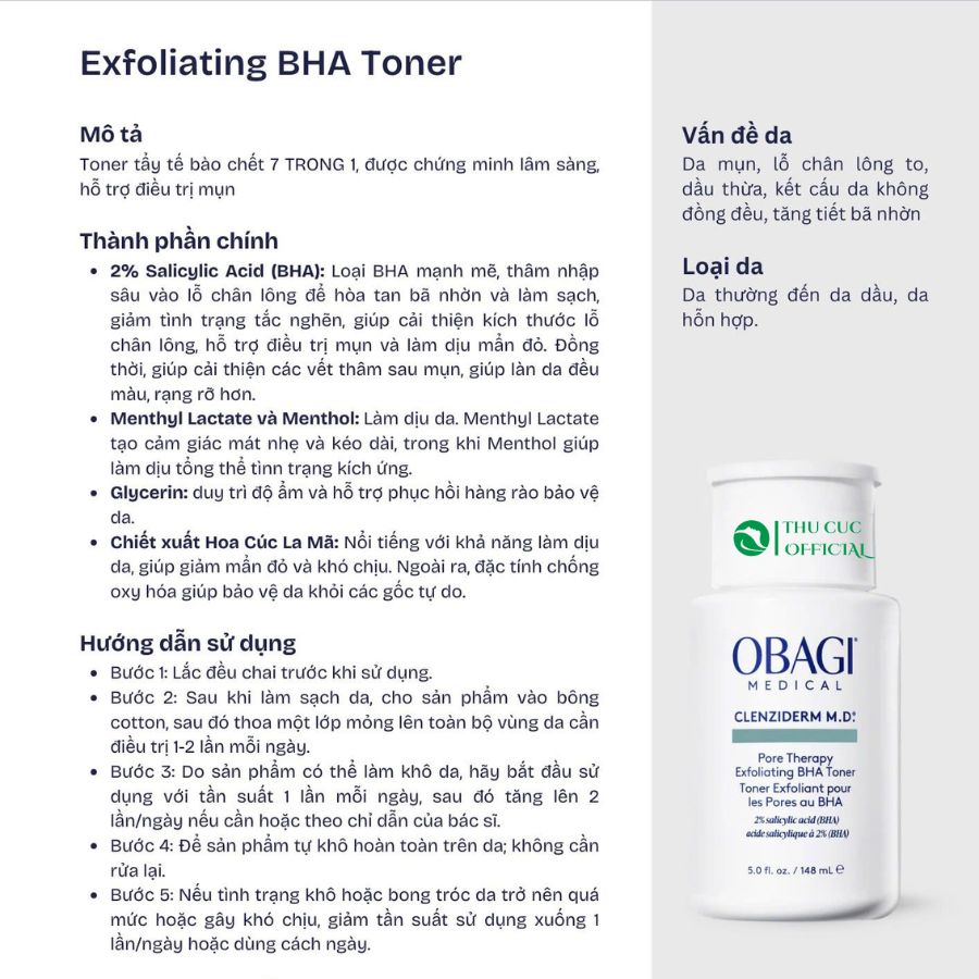 BHA Obagi Clenziderm MD Pore Therapy chính hãng