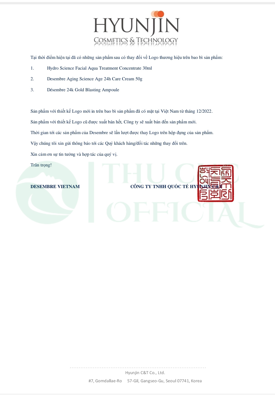 Desembre thông báo đổi Logo