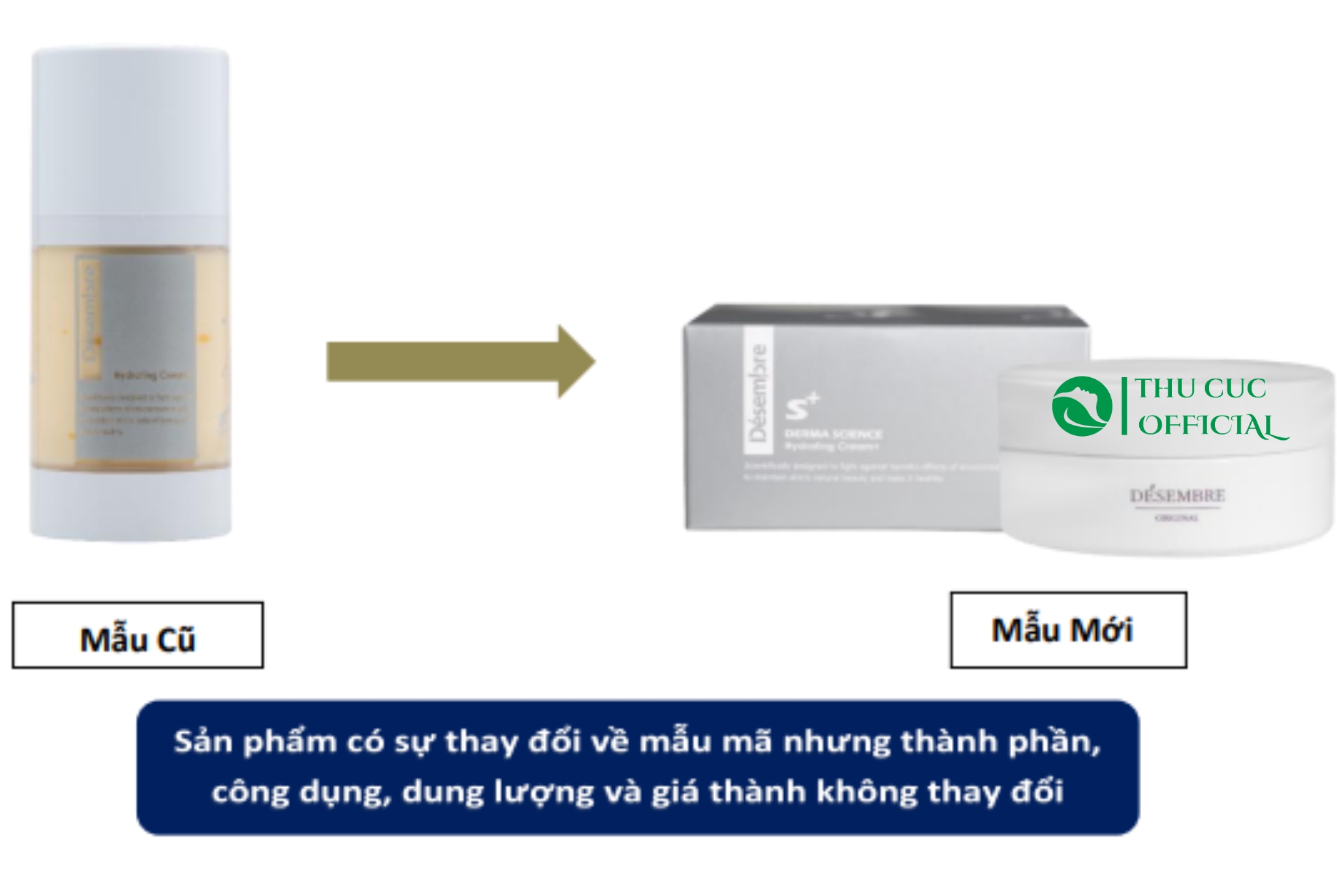 Thông báo đổi mẫu kem cấp ẩm đặc trị Desembre