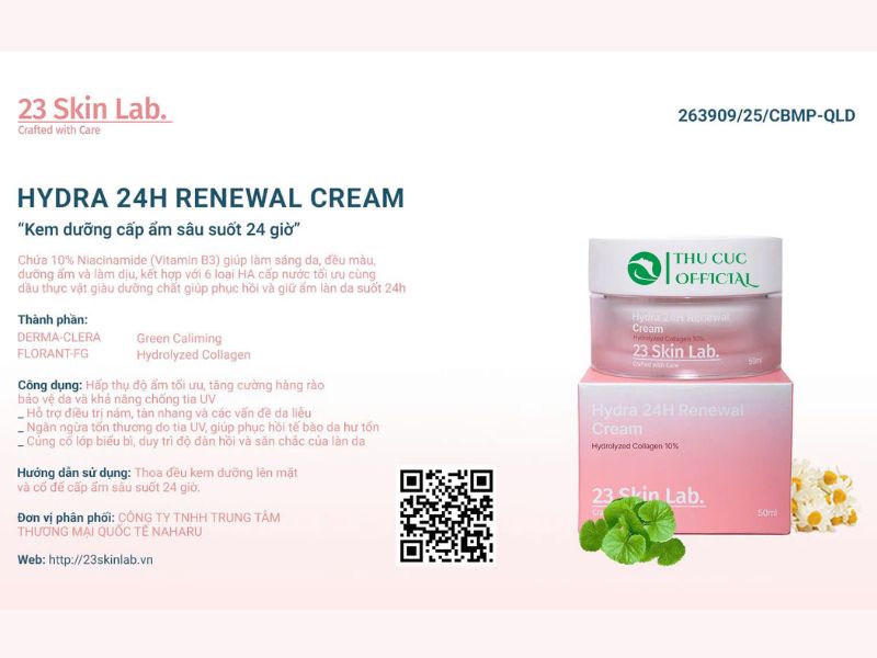 Kem dưỡng ẩm 23 Skinlab Hydra 24H Renewal Cream