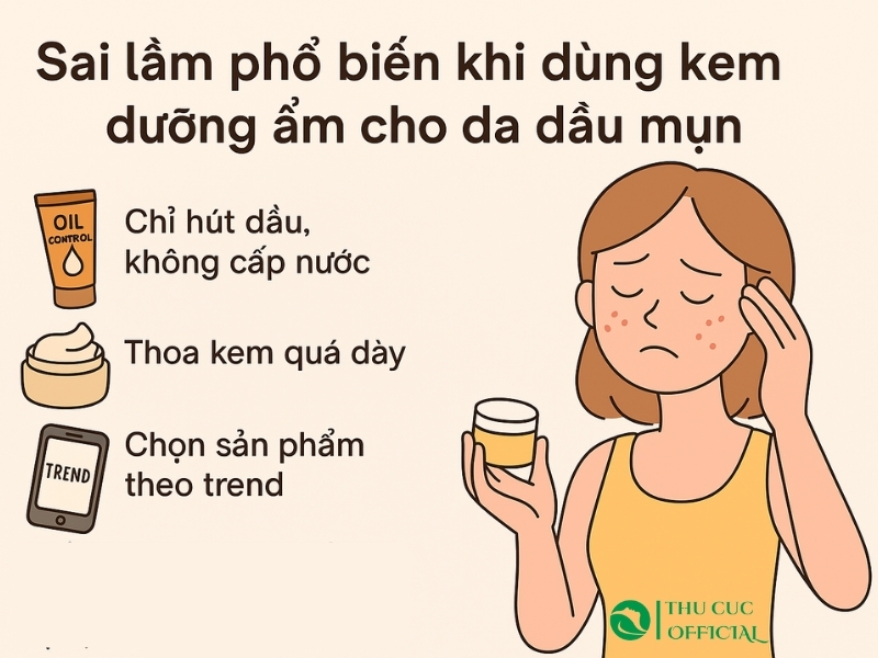 Sai lầm khi dùng kem dưỡng ẩm cho da dầu