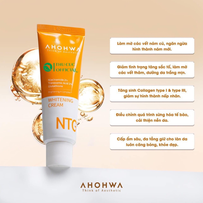 tính năng của kem dưỡng trắng da Ahohwa NTG