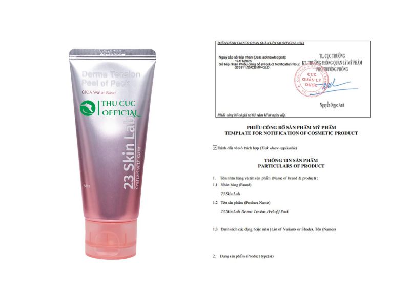 Công bố mỹ phẩm của 23 Skinlab Derma Tension Peel Off Pack