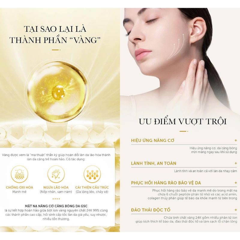 Công nghệ nổi bật của mặt nạ phục hồi GSC+ 24k Gold