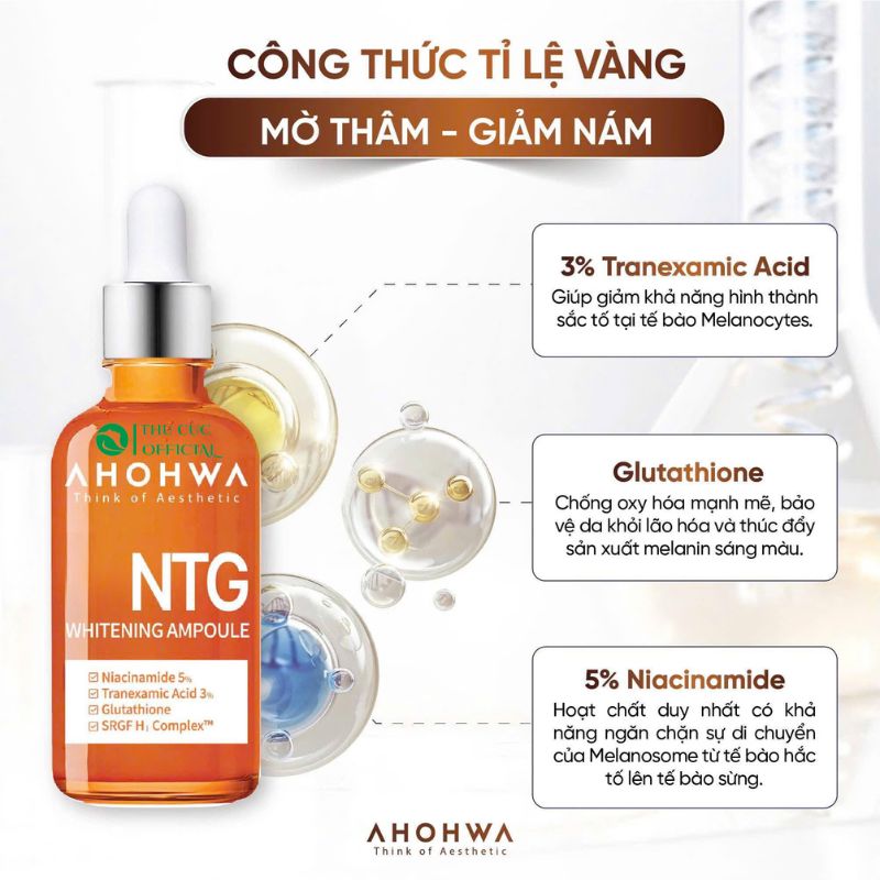 Thành phần trong Serum dưỡng sáng da Ahohwa NTG