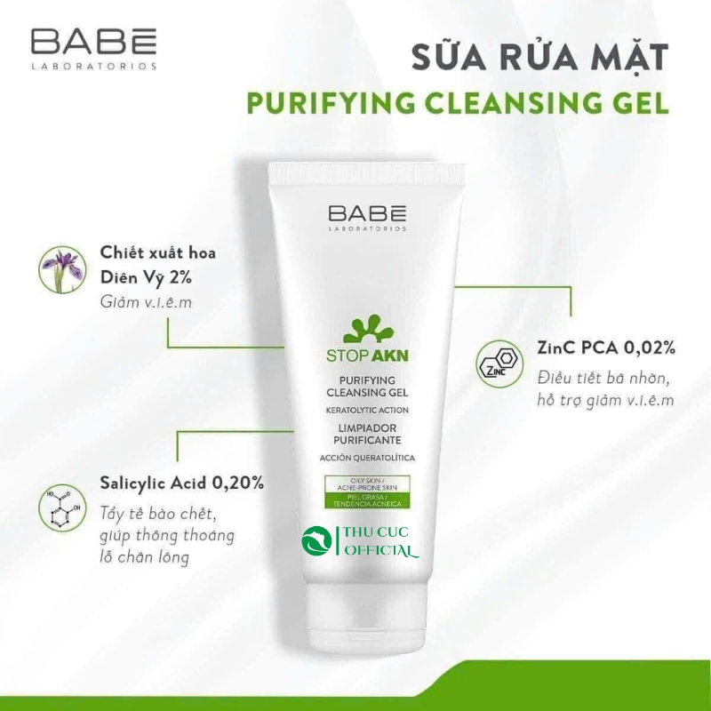 Thành phần trong sữa rửa mặt Babe