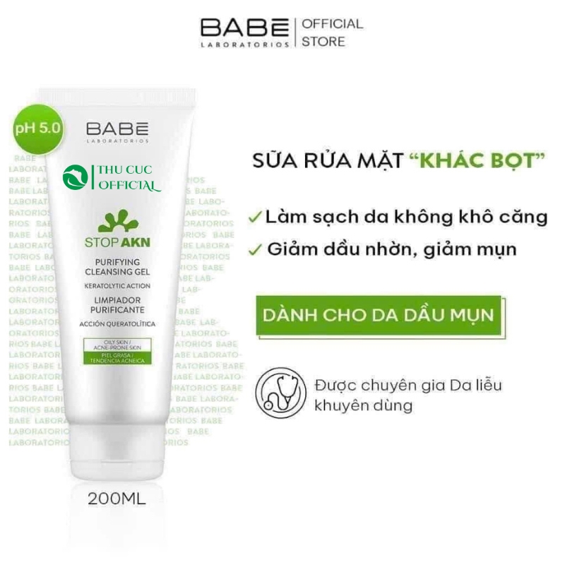 Sữa rửa mặt Babe Stop AKN Purifying Cleansing Gel