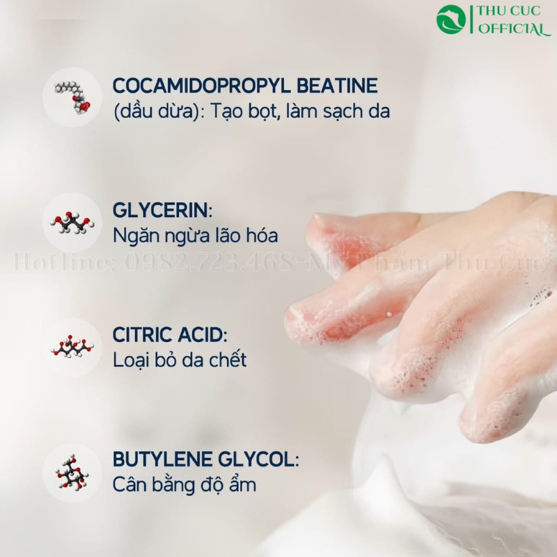 Thành phần trong sữa rửa mặt bọt Desembre