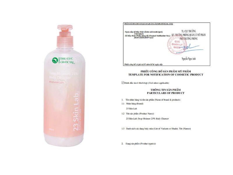 Công bố mỹ phẩm của 23 SkinLab Deep Moisture 23% Body Cleanser