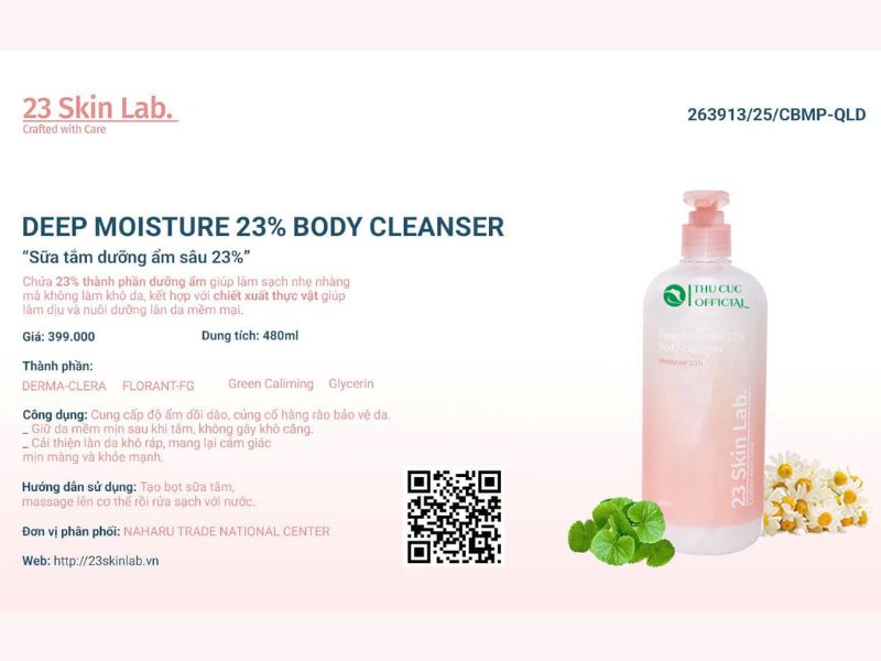 Công dụng của 23 SkinLab Deep Moisture 23% Body Cleanser