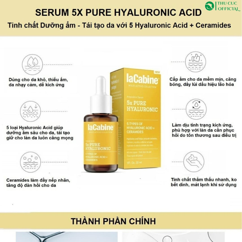 Công dụng của LaCabine 5x Pure Hyaluronic Serum