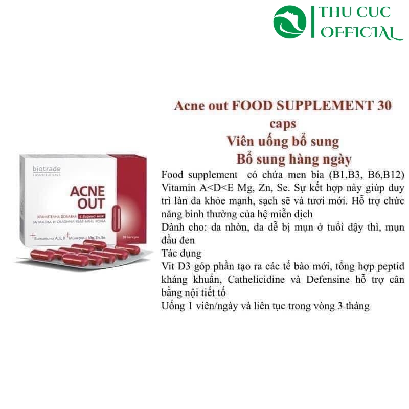 Công dụng của viên uống mụn Biotrade
