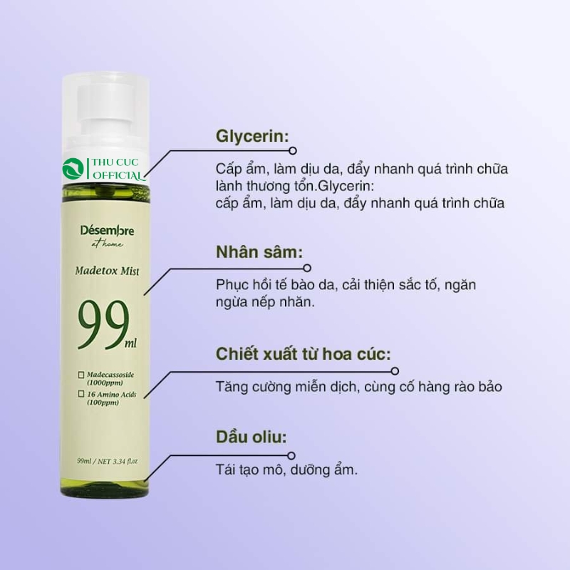 Thành phần trong xịt khoáng Desembre