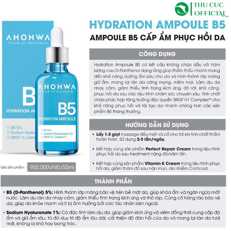 Công dụng của Serum phục hồi Vitamin b5 Ahohwa