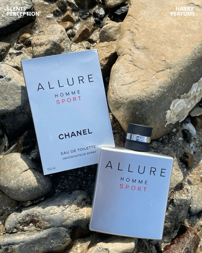Chanel Allure Homme Sport EDT có thiết kế vuông vức, bạc kim loại và đen tối giản, thể hiện tinh thần thể thao thanh lịch, hiện đại và nam tính