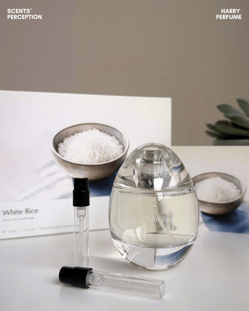 d'Annam White Rice EDP nổi bật với hương gạo trắng kết hợp lá nếp, hoa và xạ hương nhẹ nhàng, tinh tế