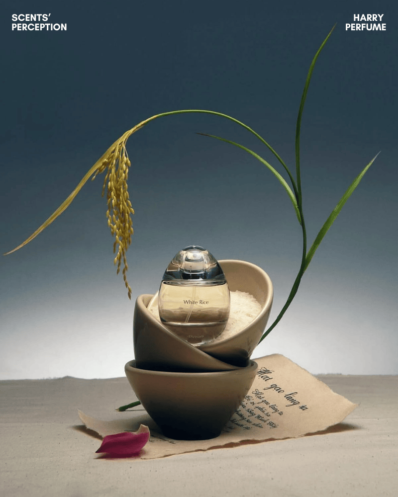 d'Annam White Rice EDP mang hương gạo sữa nhẹ nhàng, hòa quyện hoa nhài, diên vĩ và xạ hương ấm áp