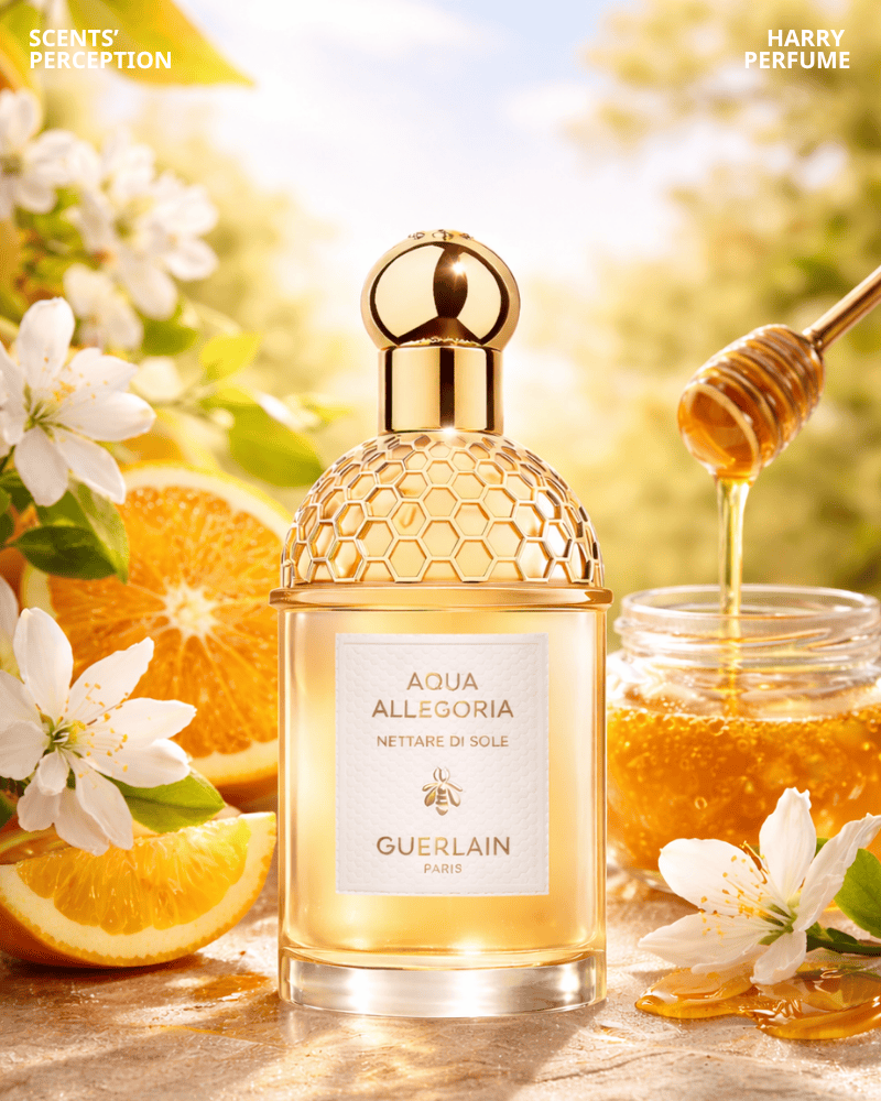 Thiết kế Bee Bottle biểu tượng với thủy tinh trong suốt, họa tiết tổ ong vàng và tổng thể sang trọng, tinh tế, đậm chất Guerlain