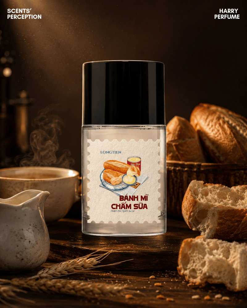 LONGTIEN Bánh Mì Chấm Sữa gợi hương bánh mì, sữa, vanilla và caramel ấm áp, gần gũi, hoài niệm riêng.