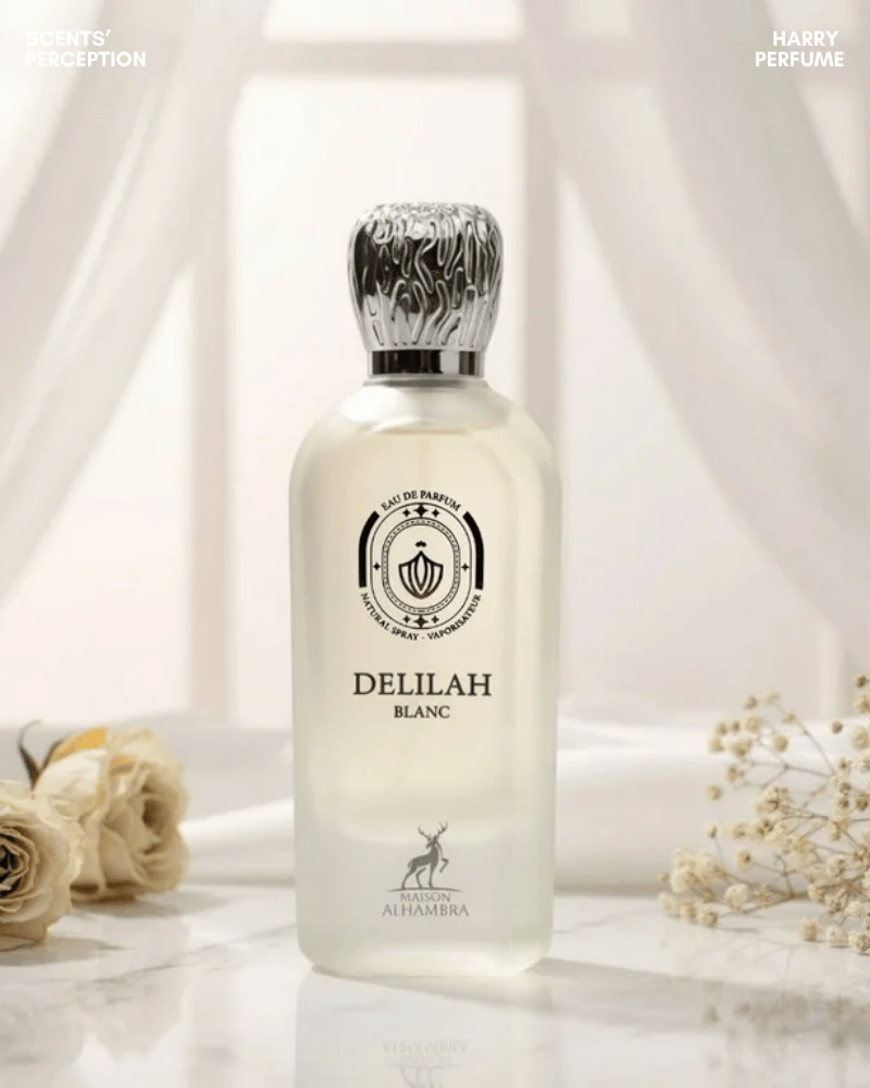 Delilah Blanc là mùi hương “trắng” hiện đại, kết hợp hoa trắng tinh khôi, trái cây nhẹ và nền xạ hương – vani mềm mại