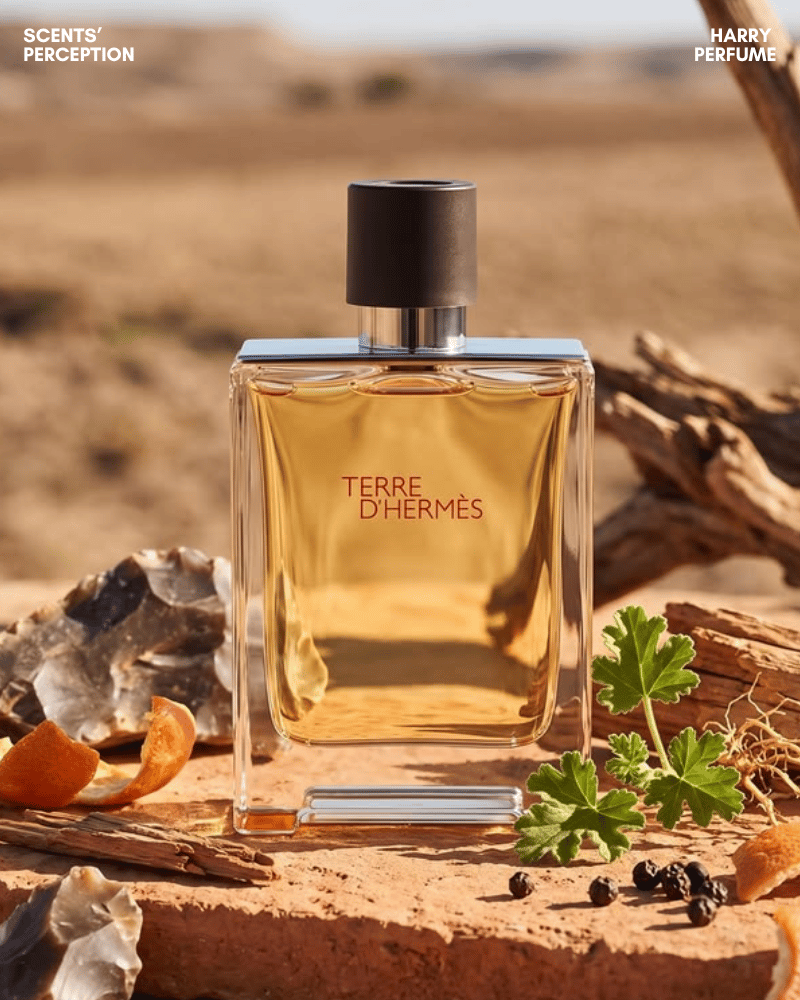 Terre d’Hermès EDT mang hương gỗ khô, khoáng và earthy, nổi bật grapefruit, cedar, flint, phù hợp trời nóng hè.