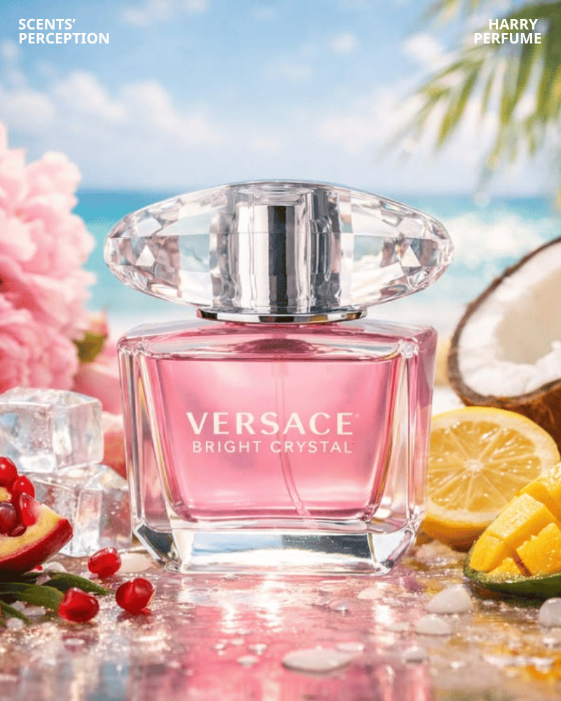 Versace Bright Crystal mang hương lựu, yuzu, hoa sen và xạ hương, trong trẻo, nữ tính, dễ dùng mùa hè
