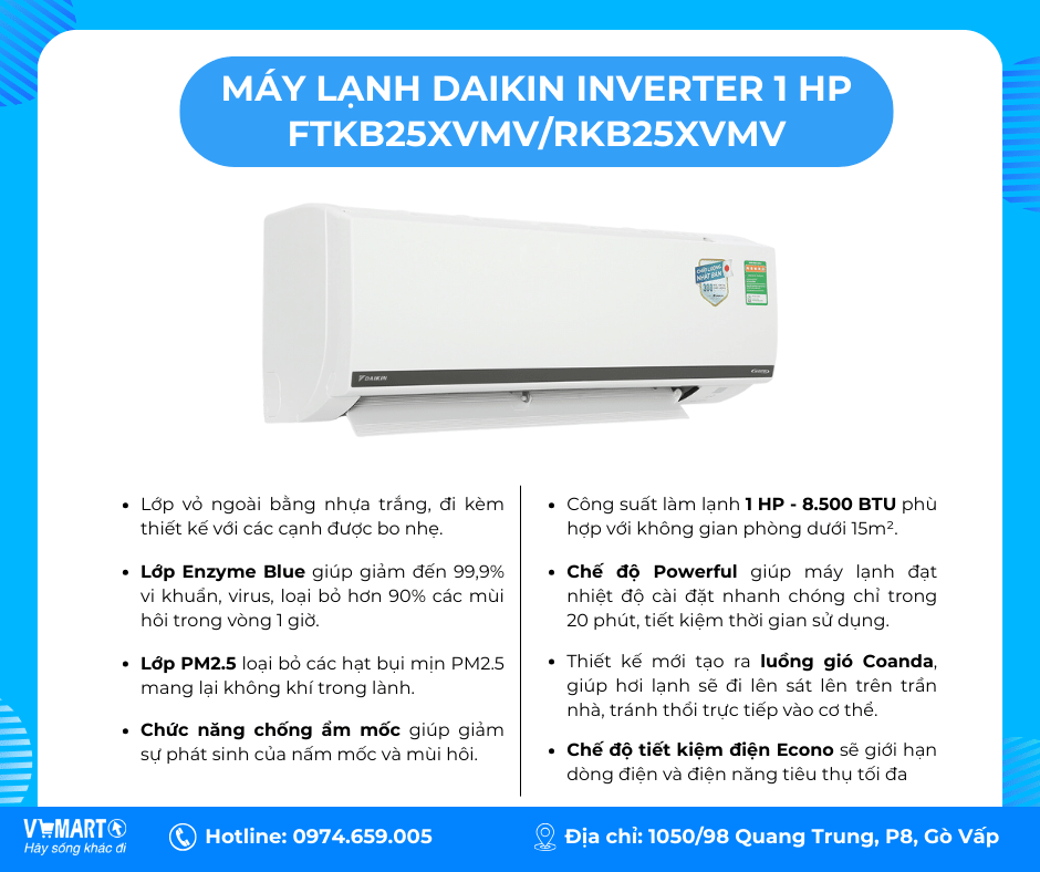 may-lanh-daikin-inverter-1-hp-FTKB25XVMV/RKB25XVMV