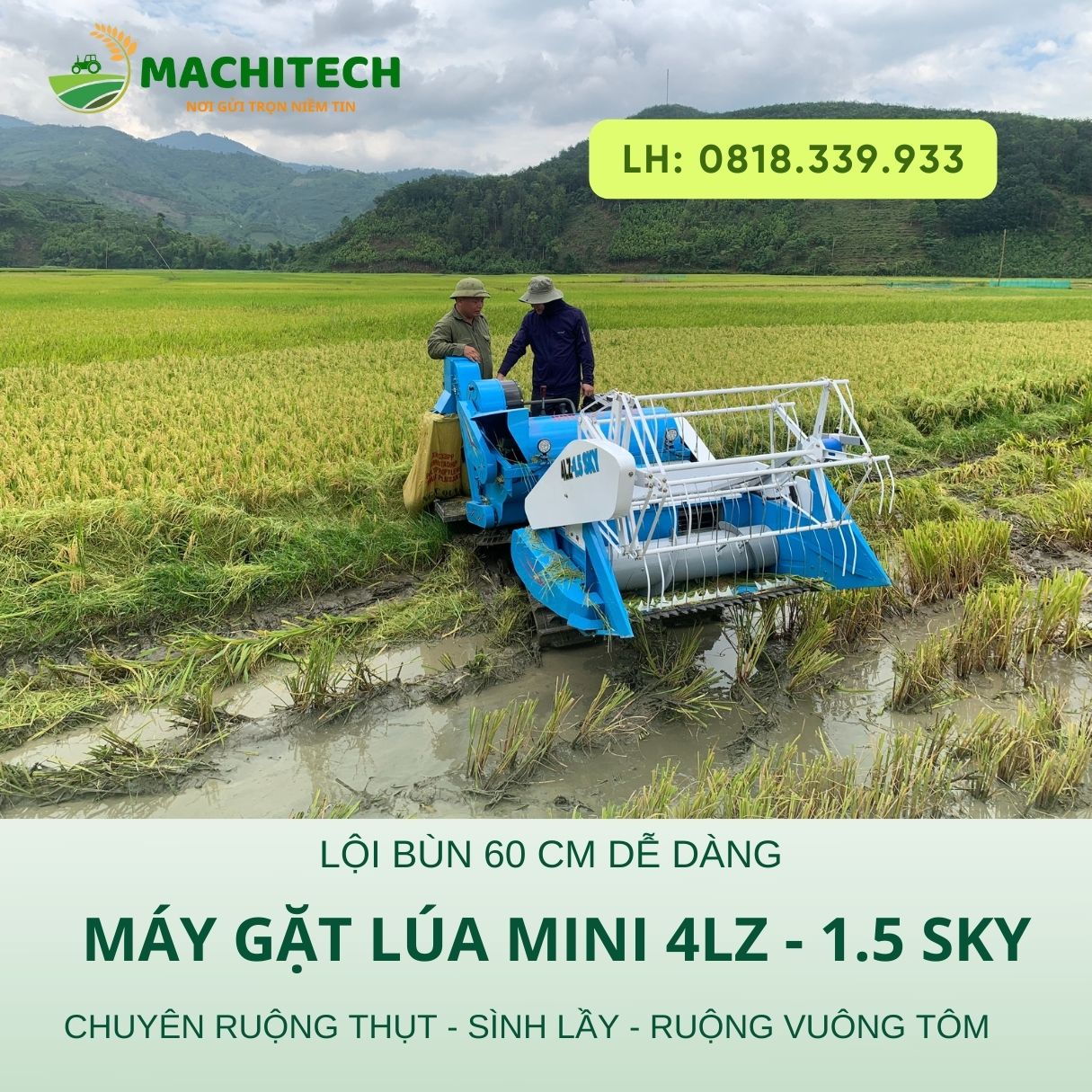 Tỉnh nào sử dụng máy gặt lúa mini chuyên sình lầy nhiều nhất