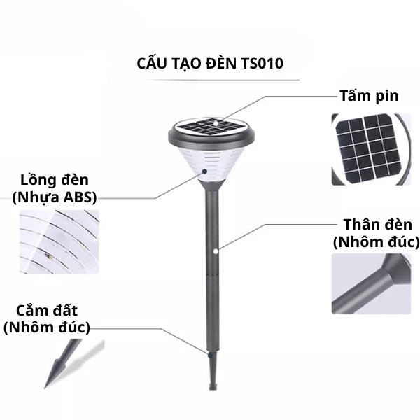 Đèn Năng Lượng Mặt Trời Sân Vườn TS010