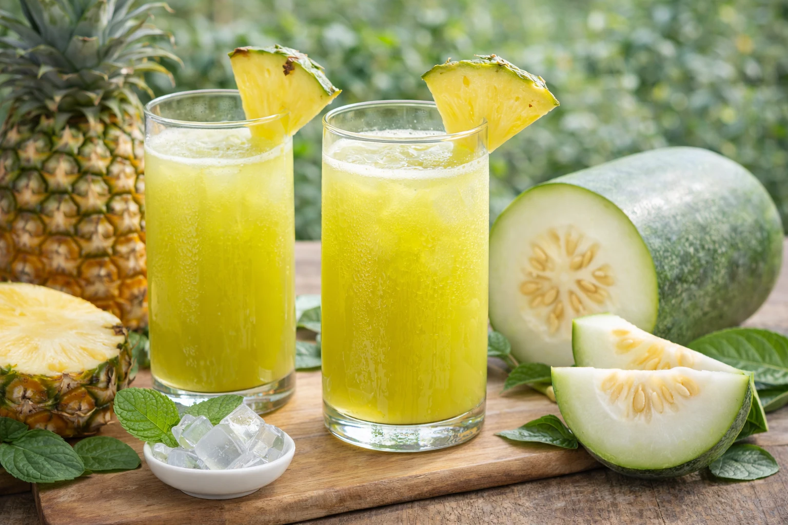 Bạn cũng có thể kết hợp bí đao với một số loại hoa quả khác như thơm