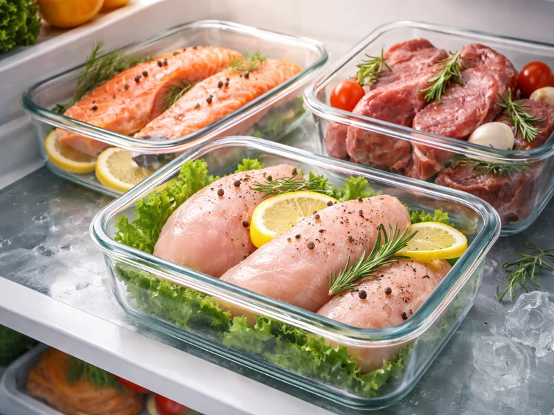 Bạn cũng nên sử dụng hộp hoặc khay thủy tinh khi bảo quản các loại thịt tươi Bạn cũng nên sử dụng hộp hoặc khay thủy tinh khi bảo quản các loại thịt tươi