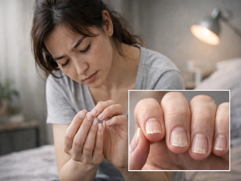 Một triệu chứng ít phổ biến hơn của thiếu sắt là móng tay giòn hoặc hình thìa Một triệu chứng ít phổ biến hơn của thiếu sắt là móng tay giòn hoặc hình thìa