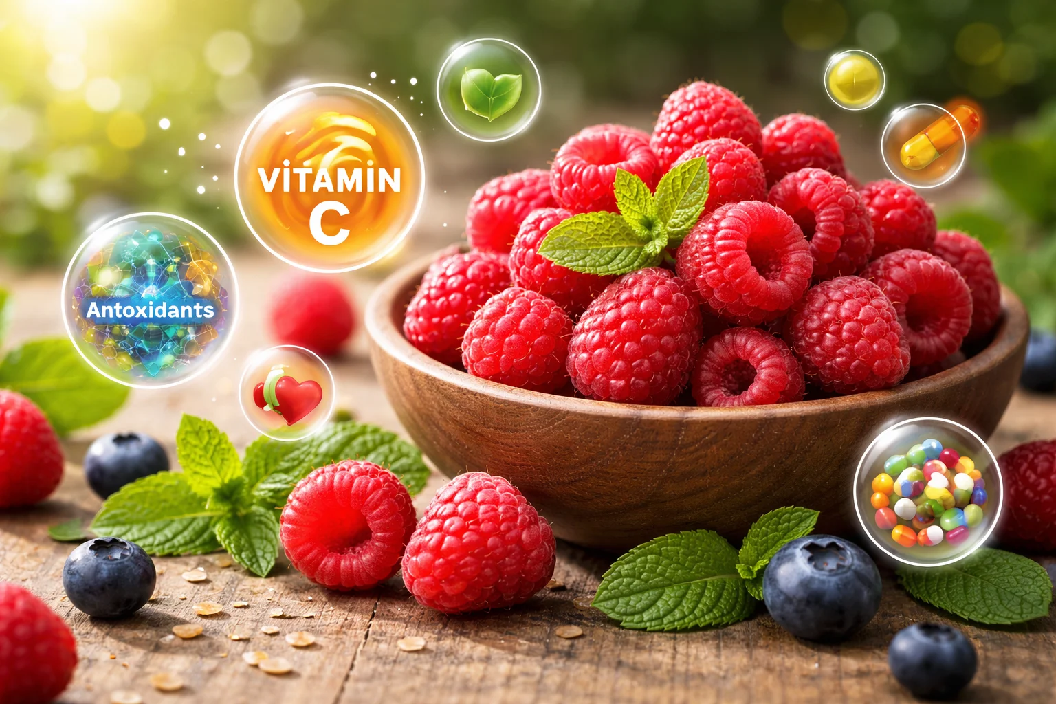 Quả mâm xôi chứa chất chống oxy hóa, vitamin C và các nguồn dinh dưỡng khác.