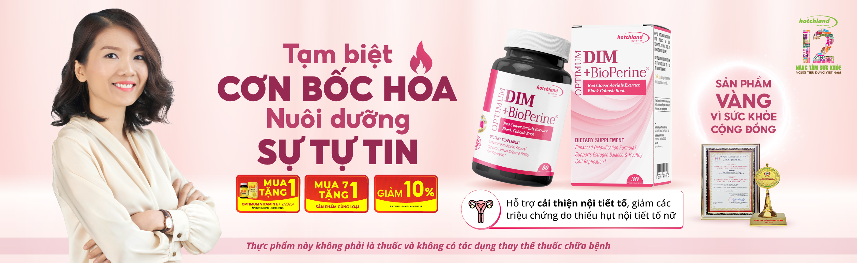 Hotchland Optimum DIM +BioPerine hỗ trợ cải thiện nội tiết tố