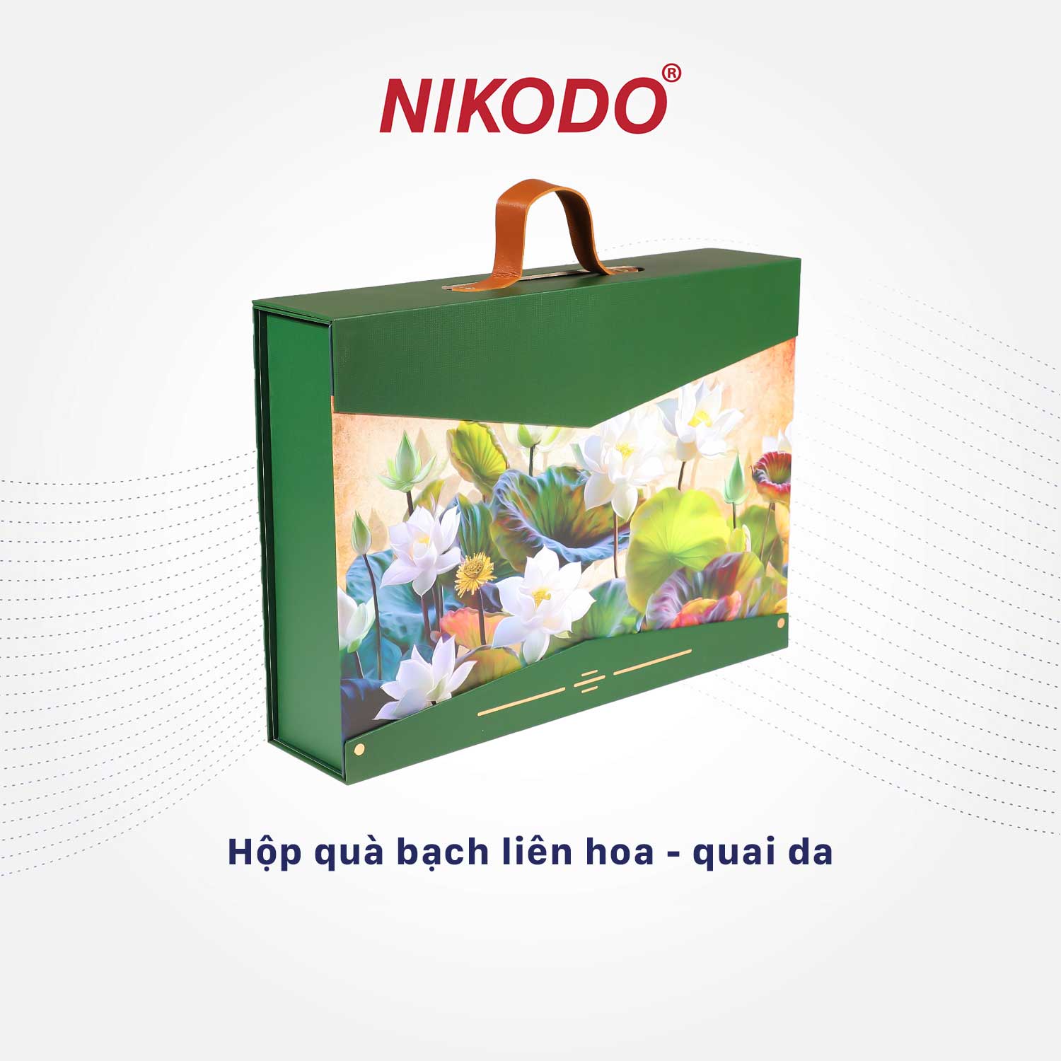 HỘP QUÀ/HỘP YẾN BẠCH LIÊN HOA - QUAI DA (Khay hoa mai/ Không túi)