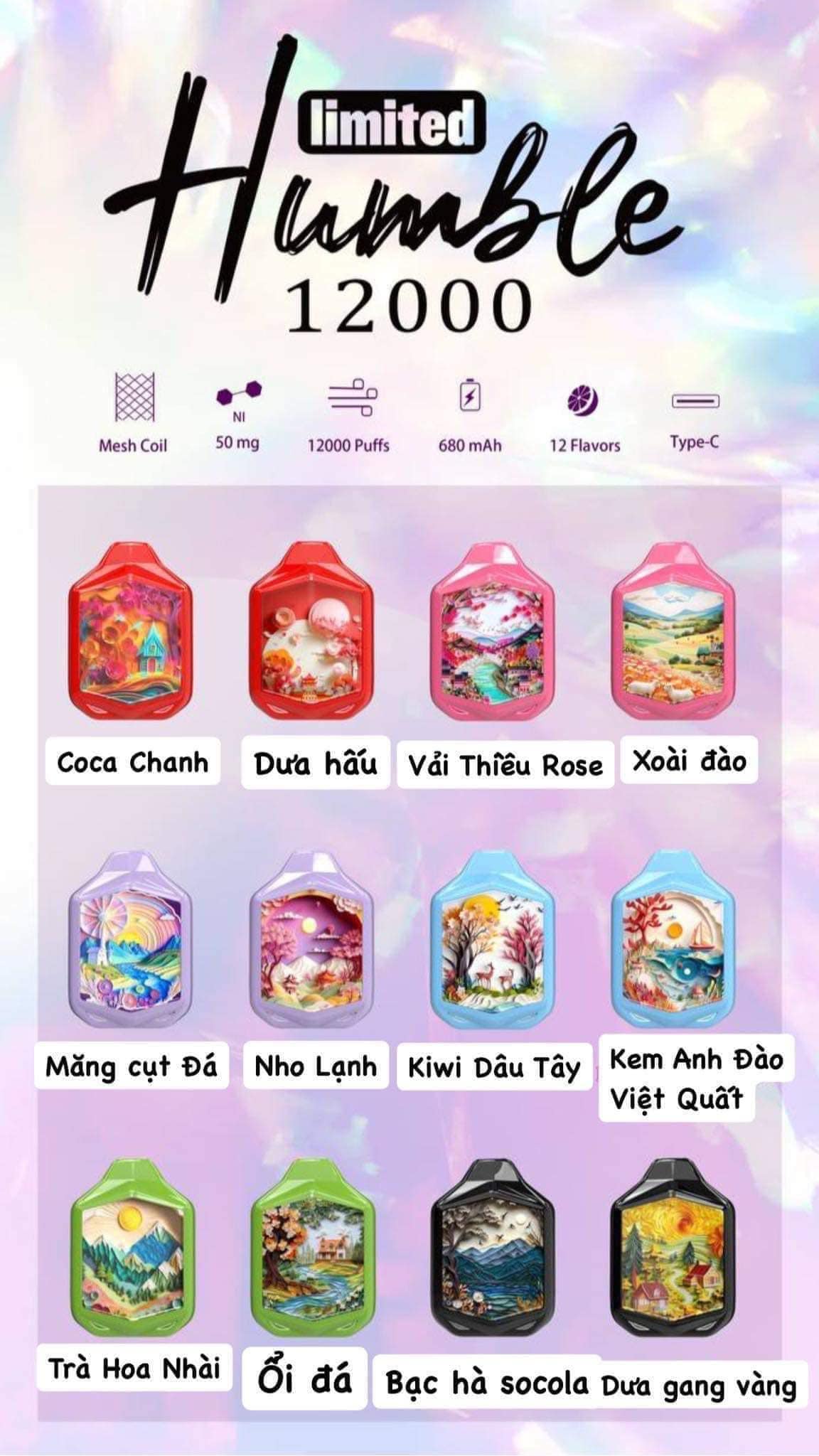 Review chi tiết Humble (Limited) 12000 Hơi (50mg) – Pod 1 Lần