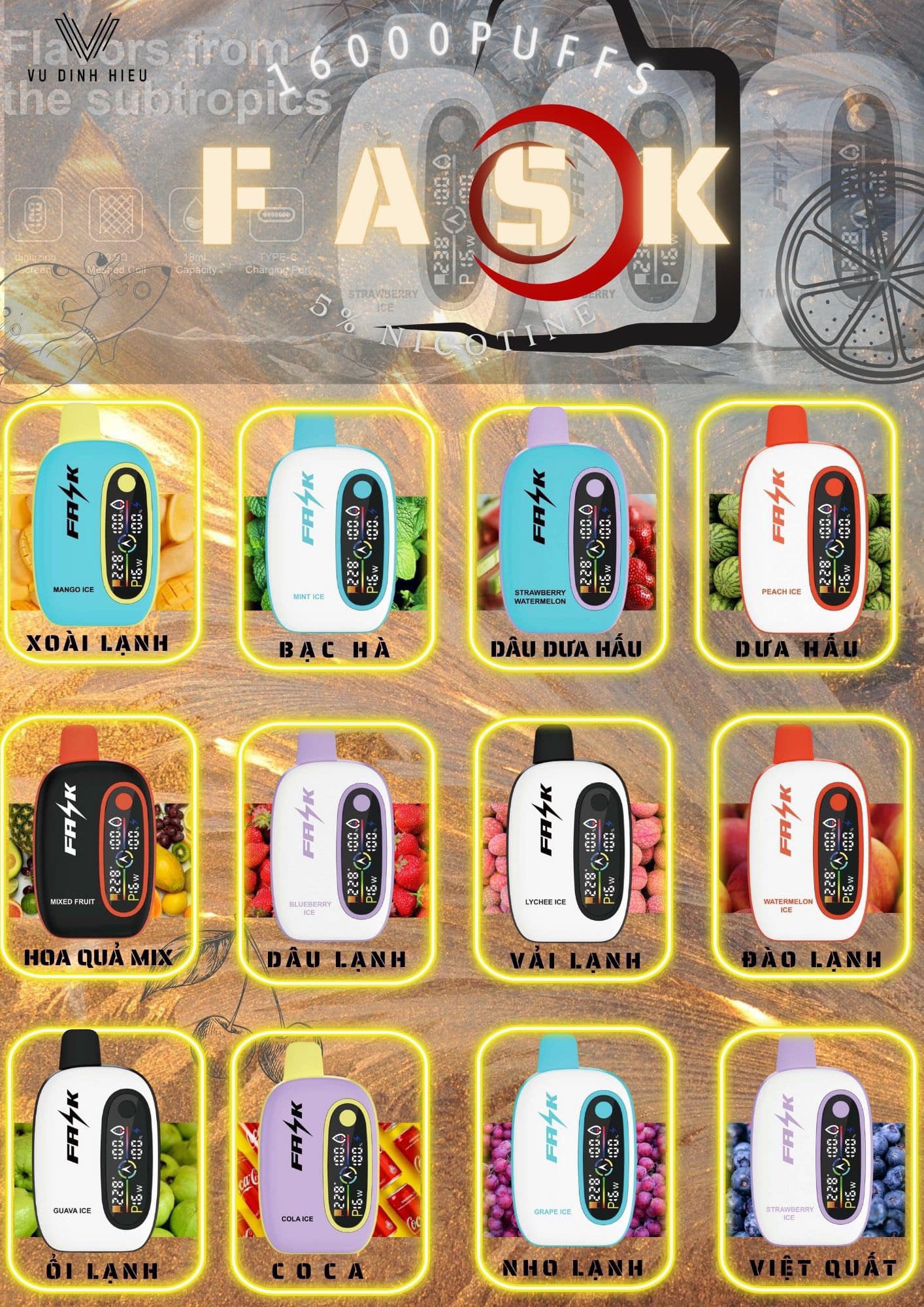 Giới thiệu và review sản phẩm Fask 16000 Hơi – Pod 1 Lần