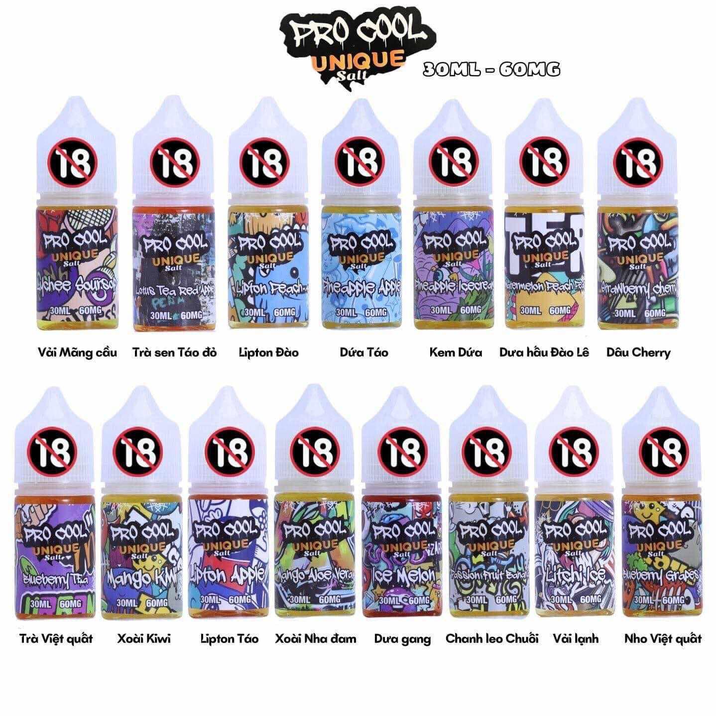 Review chi tiết chai juice Unique Pro Cool Saltnic (30ml / 60mg)