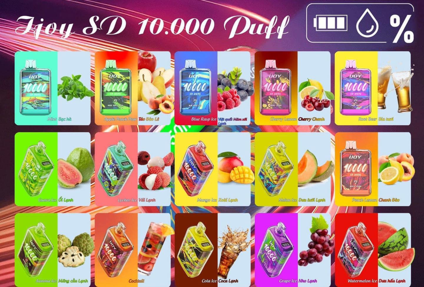 Review chi tiết Ijoy Boom SD 10000 Hơi (50mg) – Pod 1 Lần