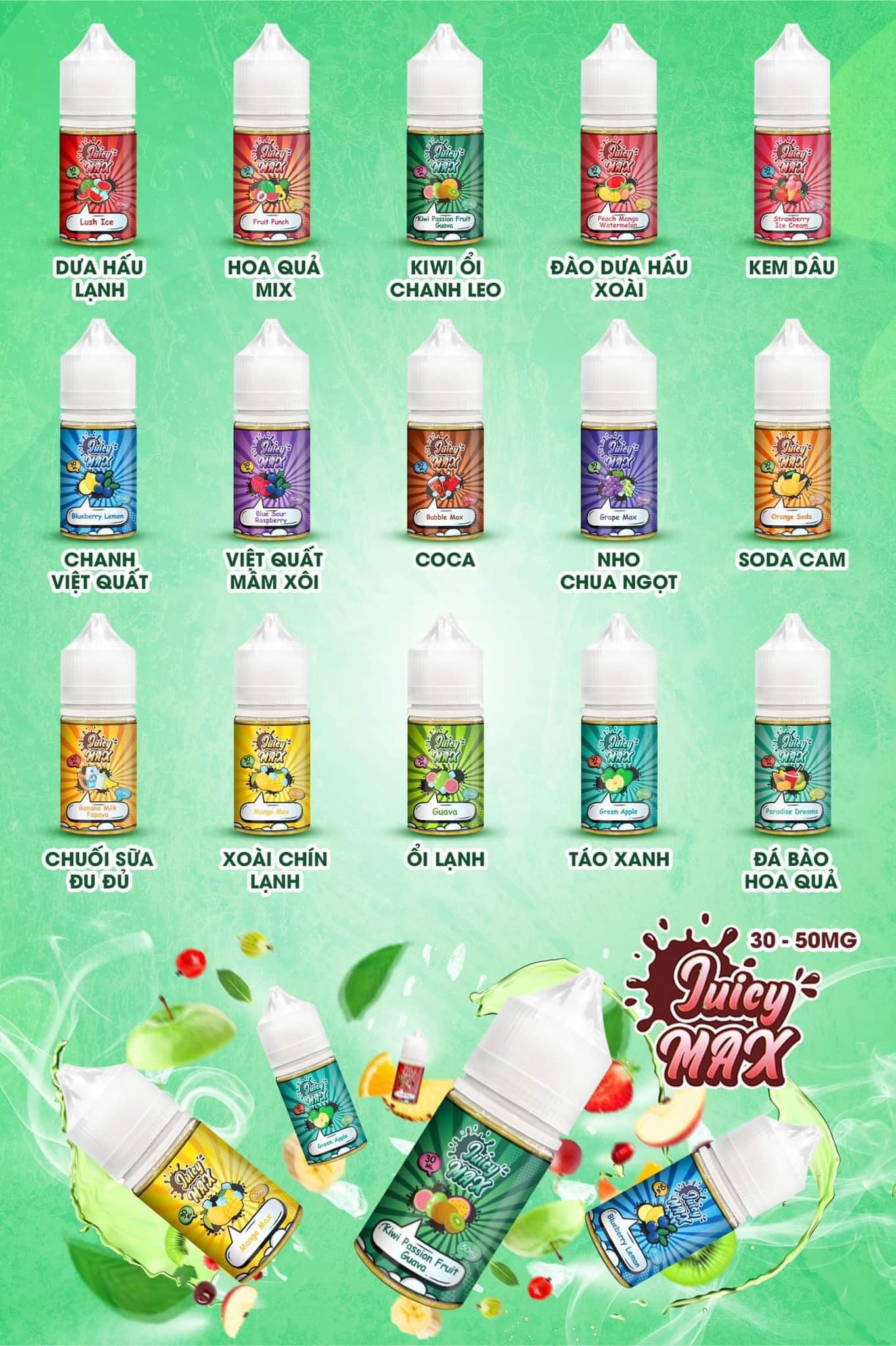 Giới thiệu và review chi tiết chai juice Juicy MAX 30ml (40mg/50mg)