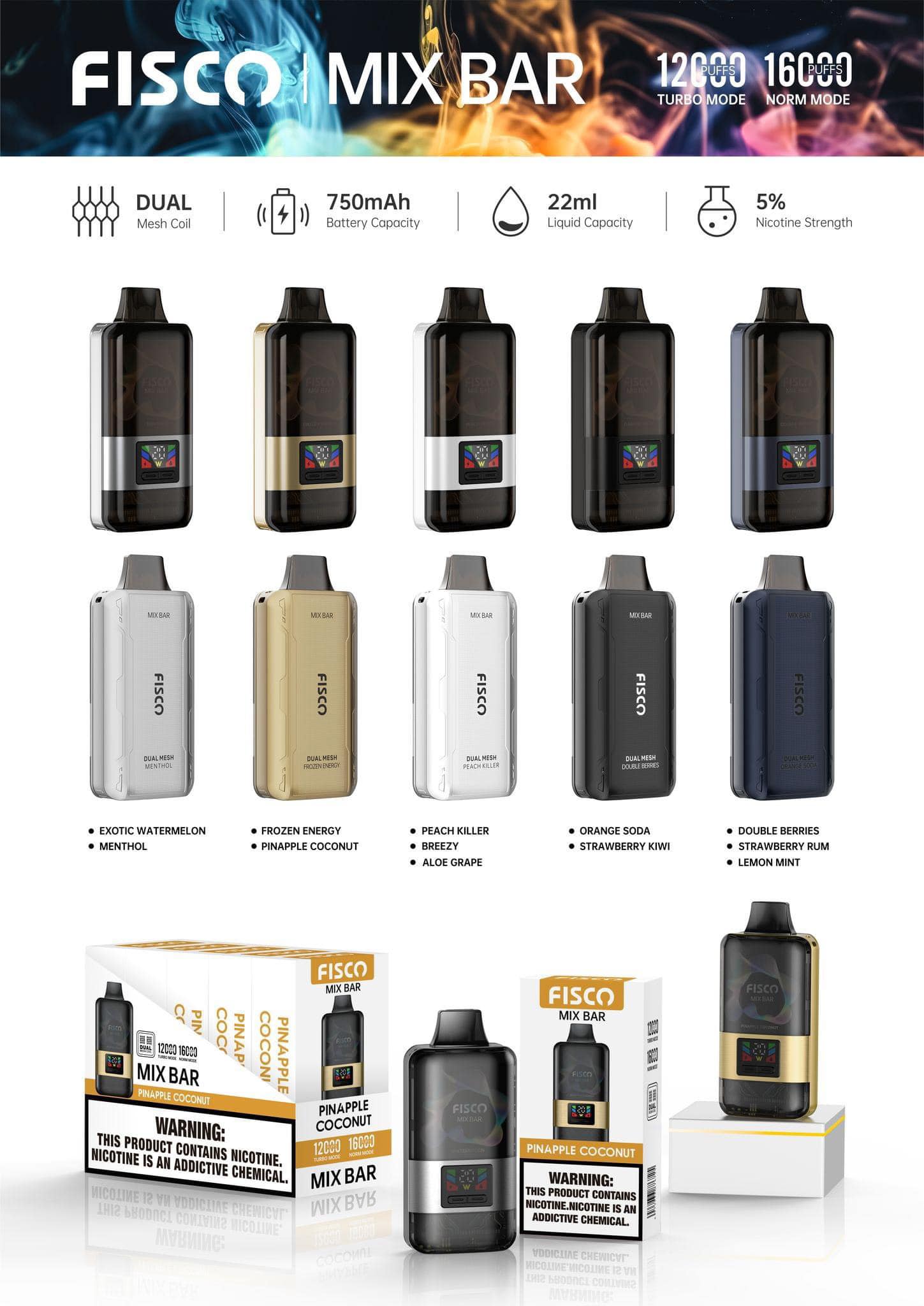 Review chi tiết Fisco Mix Bar 16000 Hơi (50mg) – Pod 1 Lần