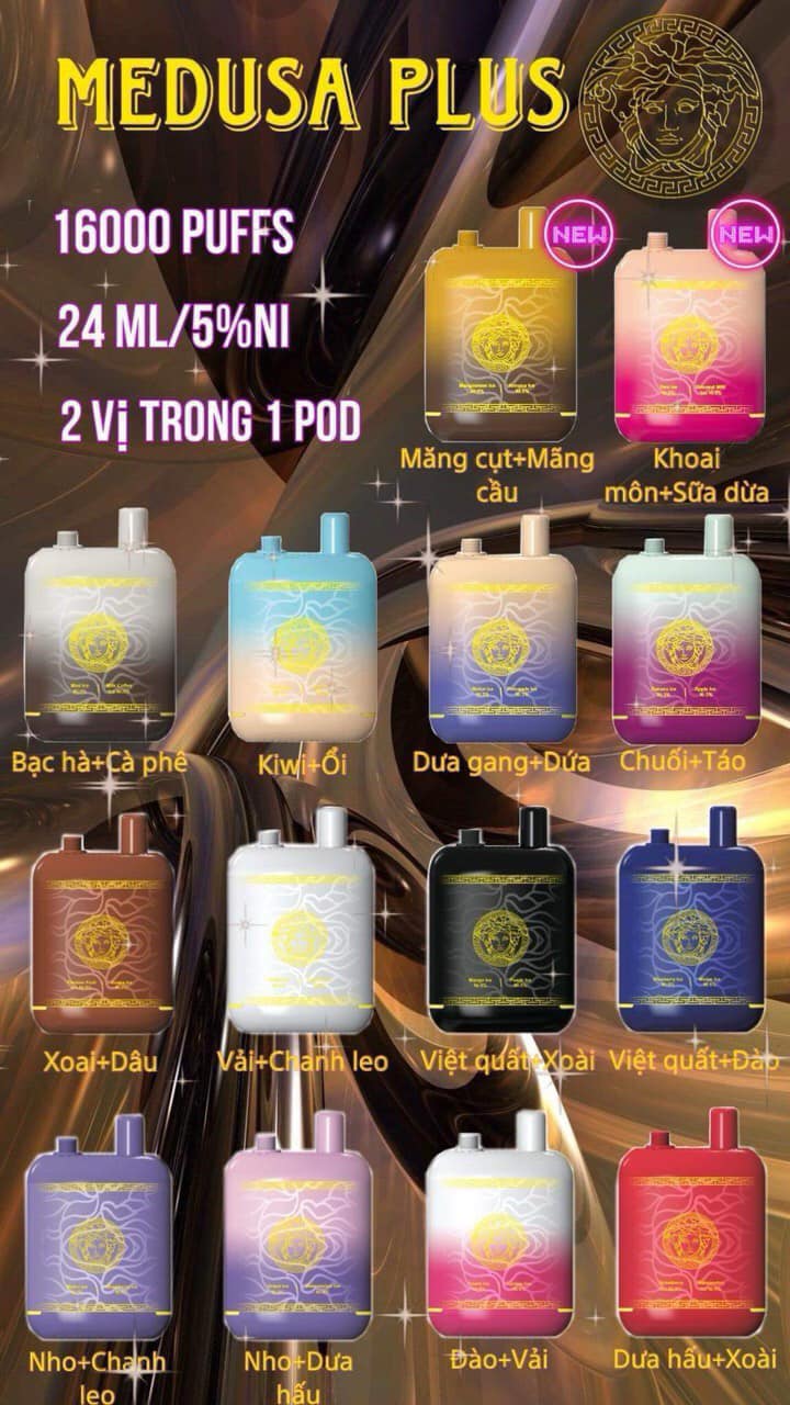 Review chi tiết pod 1 lần Medusa Plus 16000 Hơi (50mg)