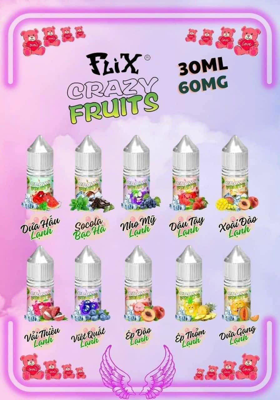 Review chi tiết chai juice Flix Crazy Fruits Saltnic (30ml/60mg)
