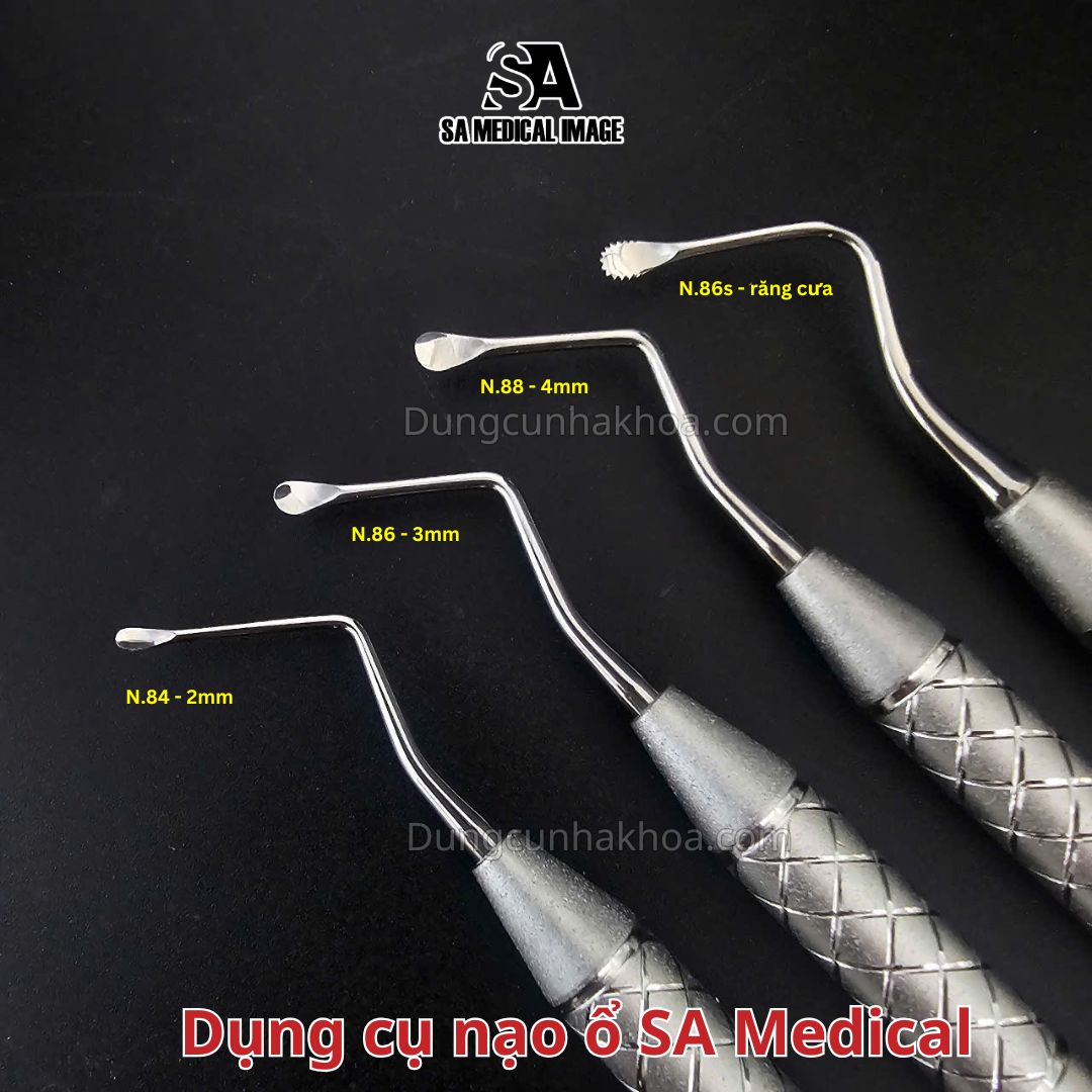 Cây nạo ổ lucas (nạo nang) 2mm, 3mm, 4mm, có răng cưa