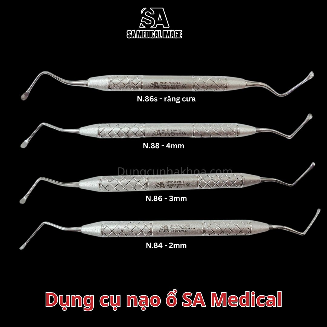 Cây nạo ổ lucas (nạo nang) 2mm, 3mm, 4mm, có răng cưa