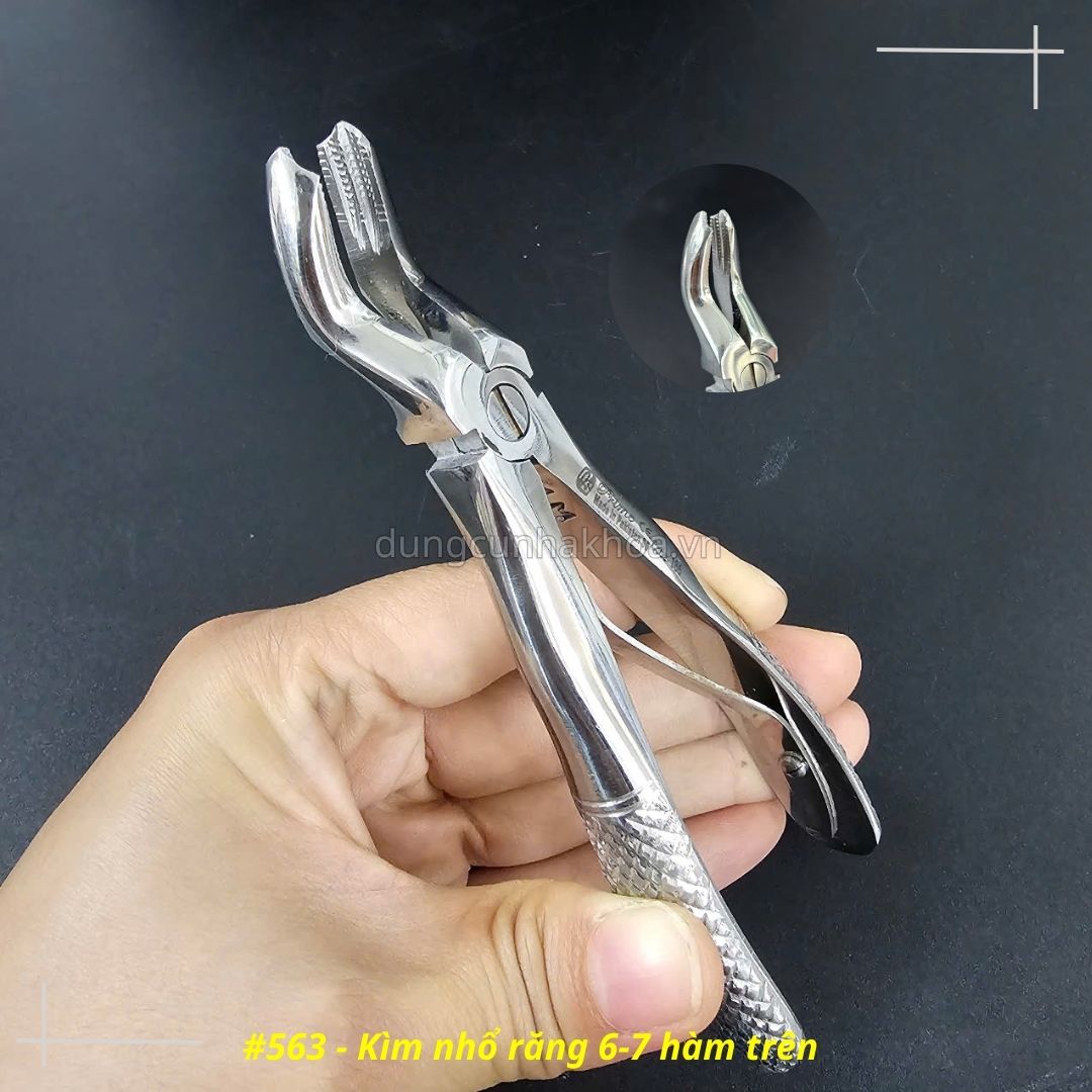 Kìm 563 - Kìm nhổ răng 6 7 hàm trên, kìm nhổ răng sữa, kìm nhổ răng trẻ em